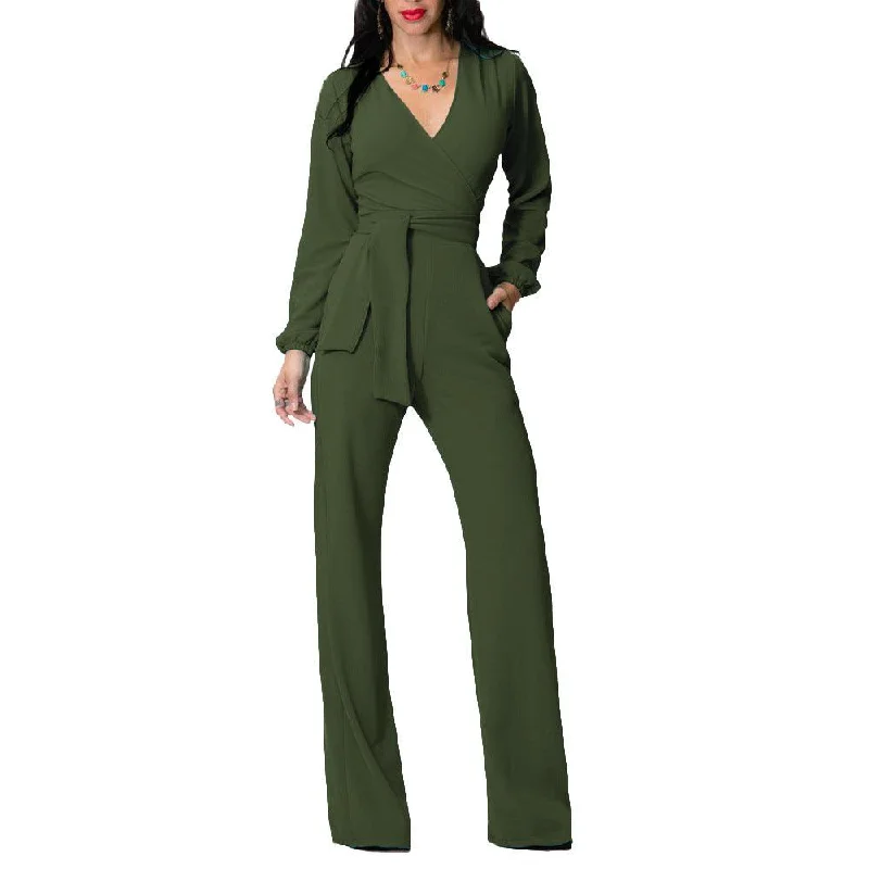 LONG SLEEVE WRAP JUMPSUIT