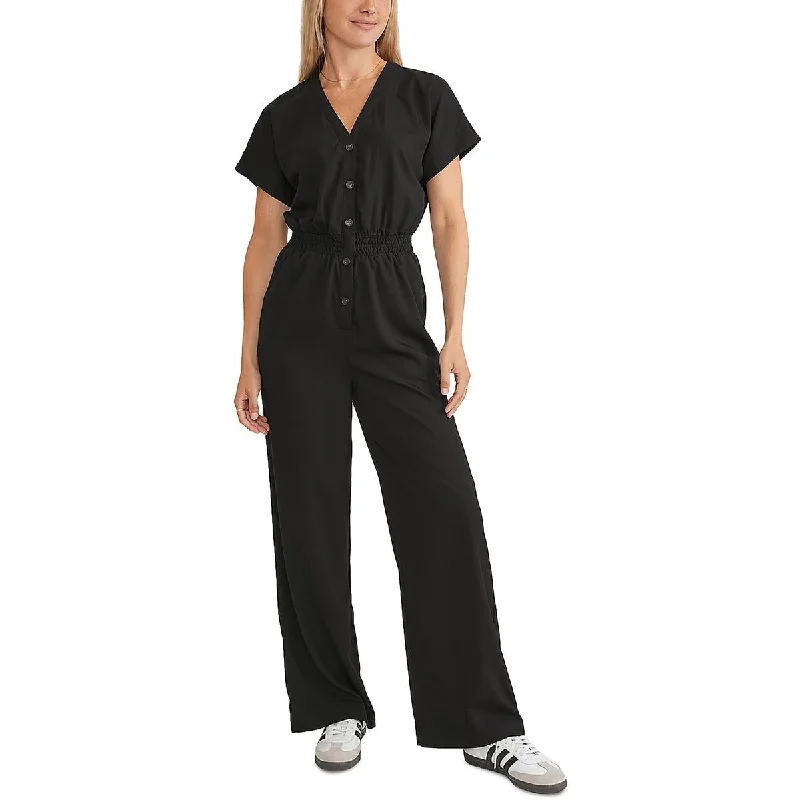 Marine Layer Womens V-Neck Gathered Waist Jumpsuit