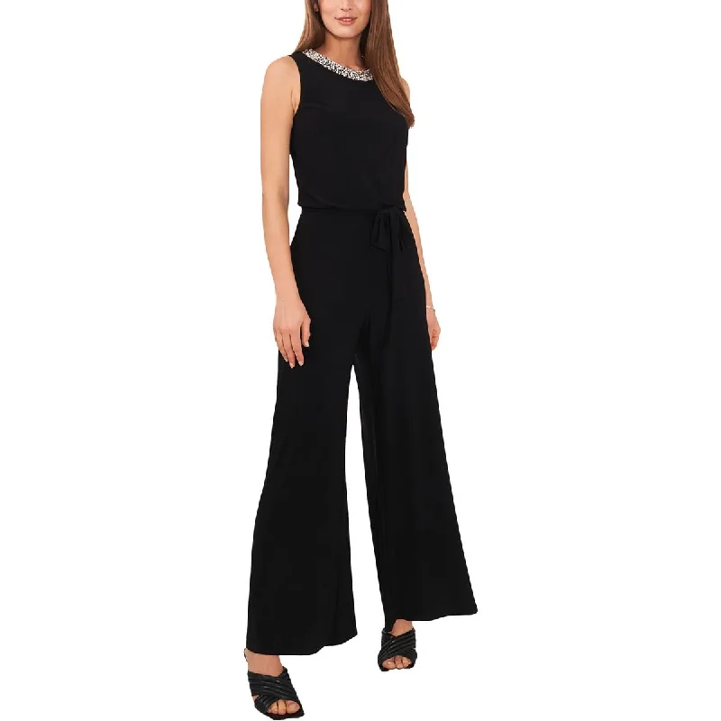 MSK Womens Beaded Cut-Out Jumpsuit