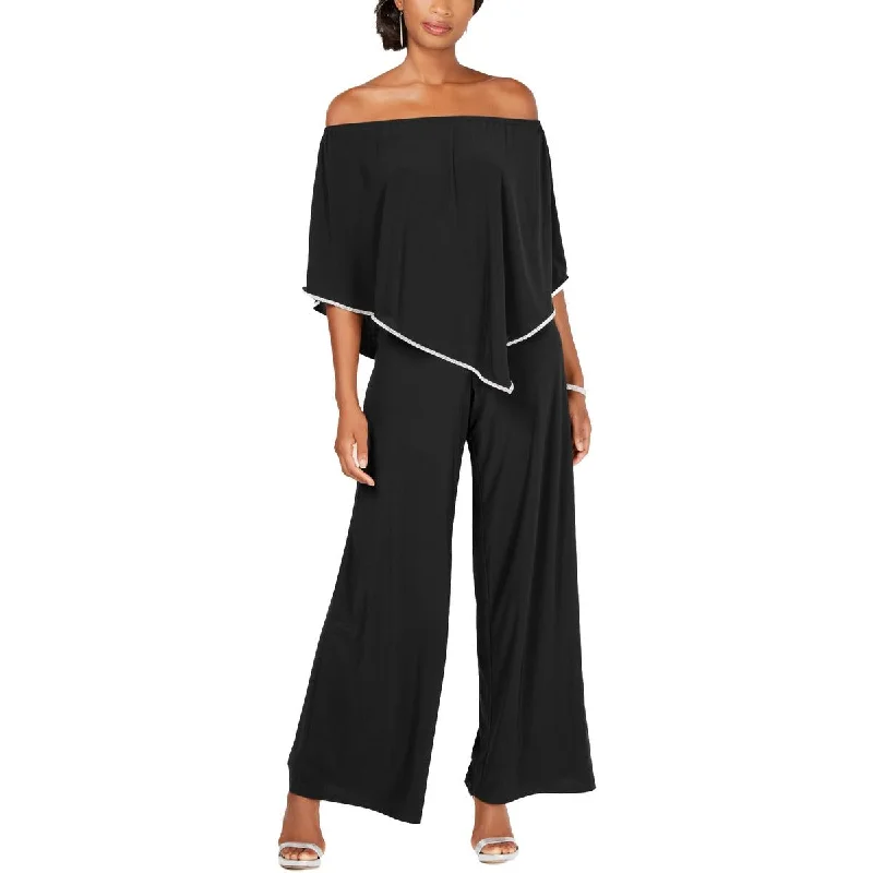 MSK Womens Juniors Off-The-Shoulder Cocktail Jumpsuit