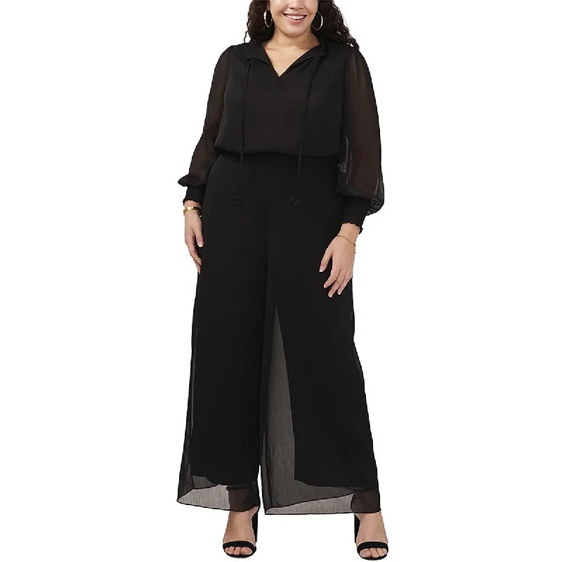 MSK Womens Plus Chiffon Wide Leg Jumpsuit