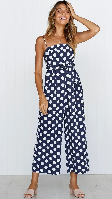 Navy with White Polka Dots