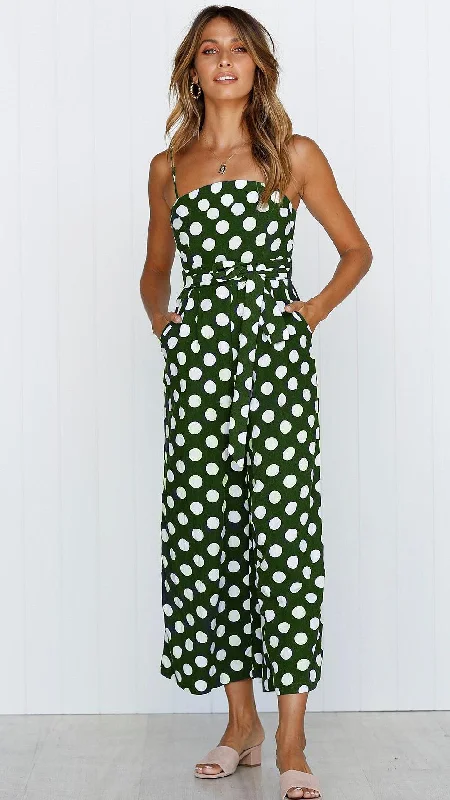 Forest Green with White Polka Dots