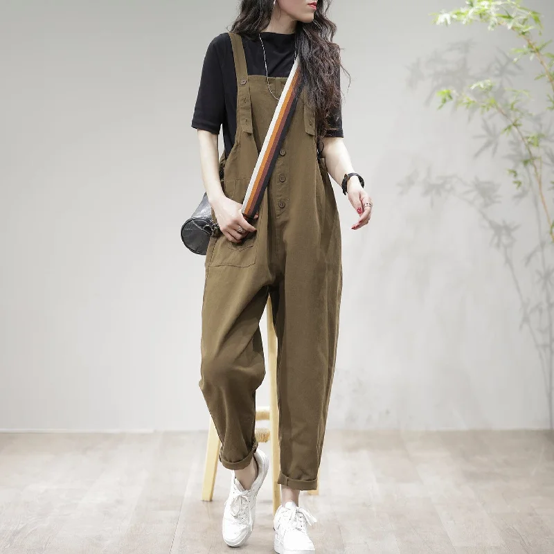 Retro Casual Spring Cotton Loose Jumpsuit