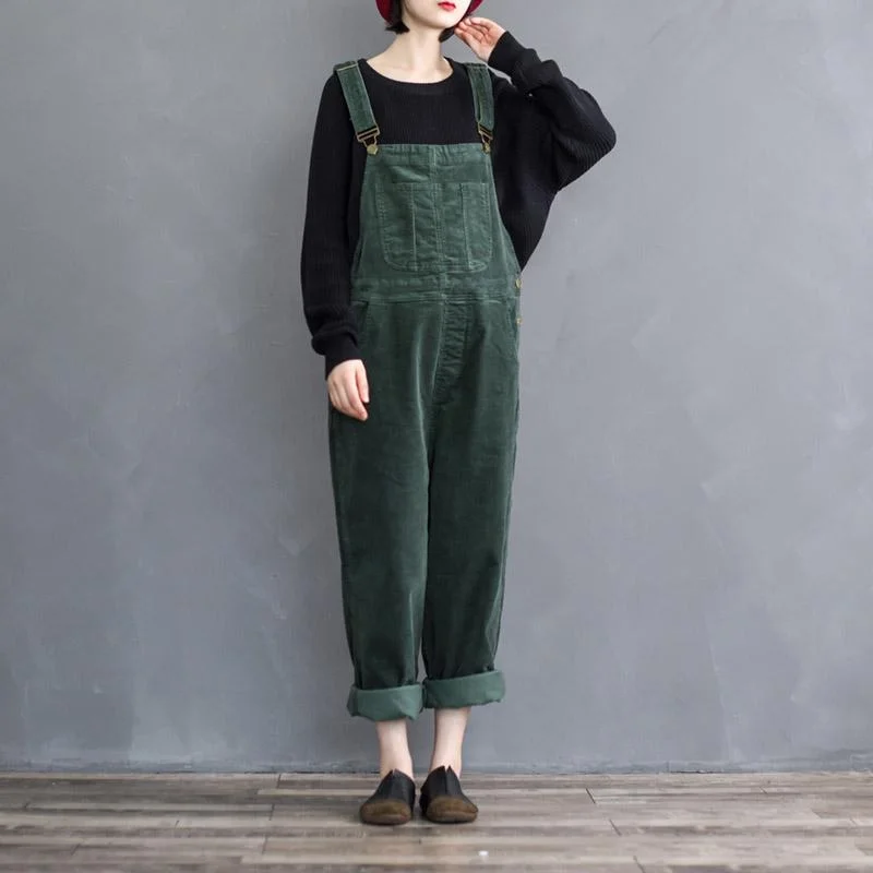 Retro Loose Wide-leg Women's Corduroy Jumpsuit