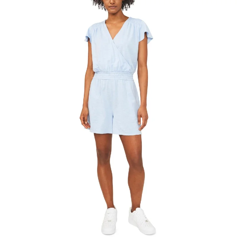 Riley & Rae Womens Surplice Smocked Romper