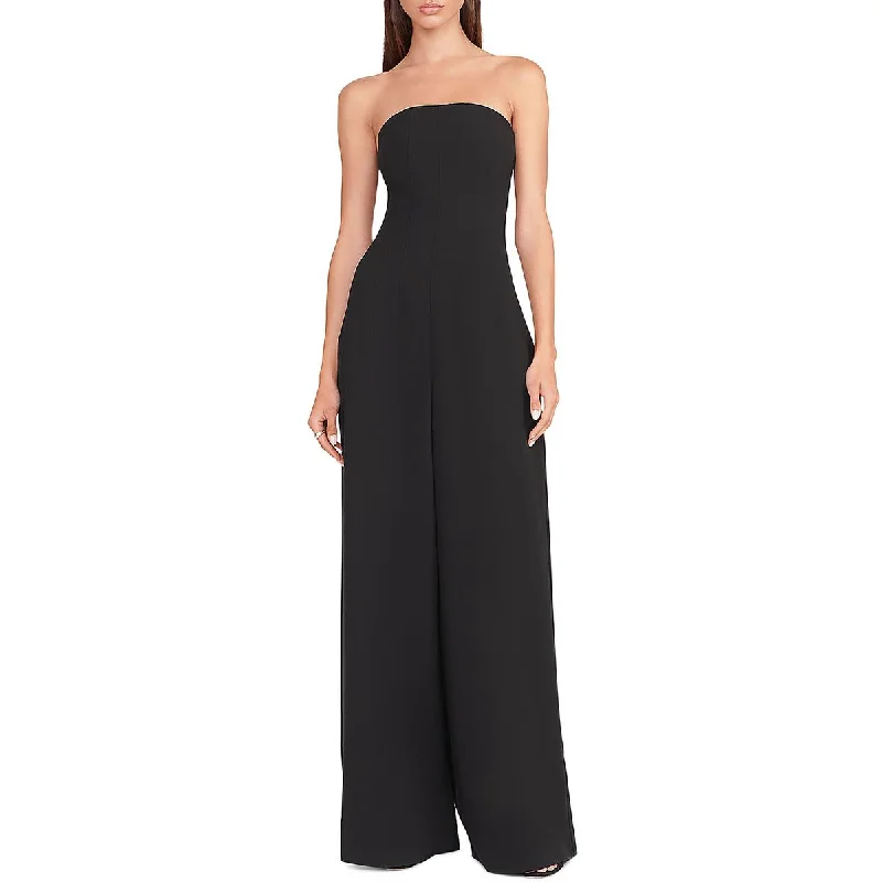 STAUD Womens Strapless Wide Leg Jumpsuit