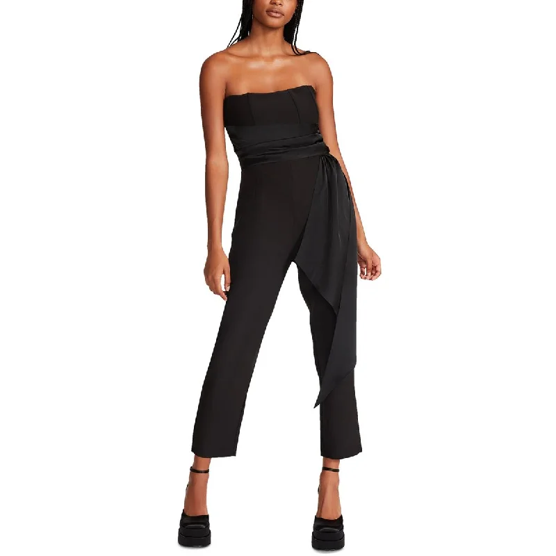 Steve Madden Womens Harlen Georgette Smocked Jumpsuit