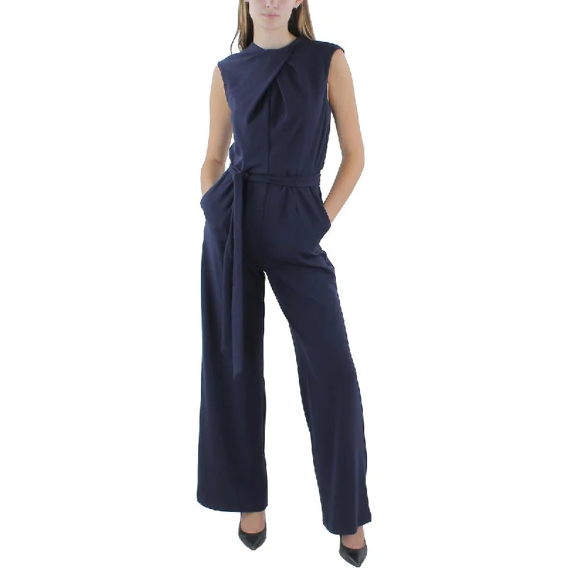 Tahari ASL Womens Crepe Sleeveless Jumpsuit