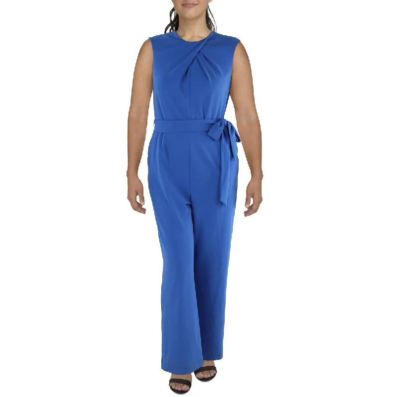 Tahari ASL Womens Cross Neck Wide Leg Jumpsuit