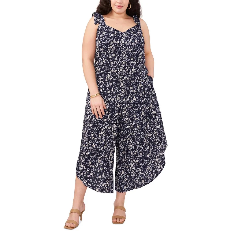 Vince Camuto Womens Plus Floral Wide Leg Jumpsuit