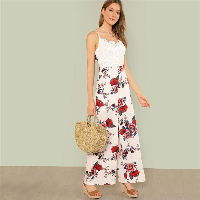 WINNIE’S WIDE LEG FLORAL & LACE JUMPSUIT