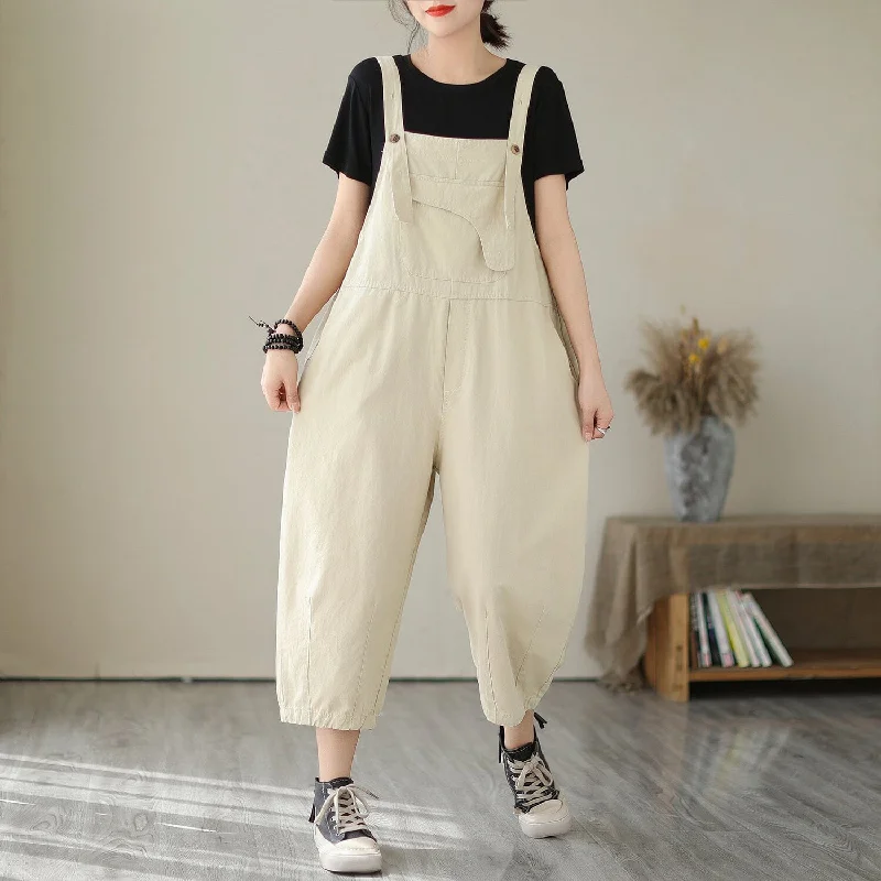 Women Summer Solid Loose Casual Jumpsuit