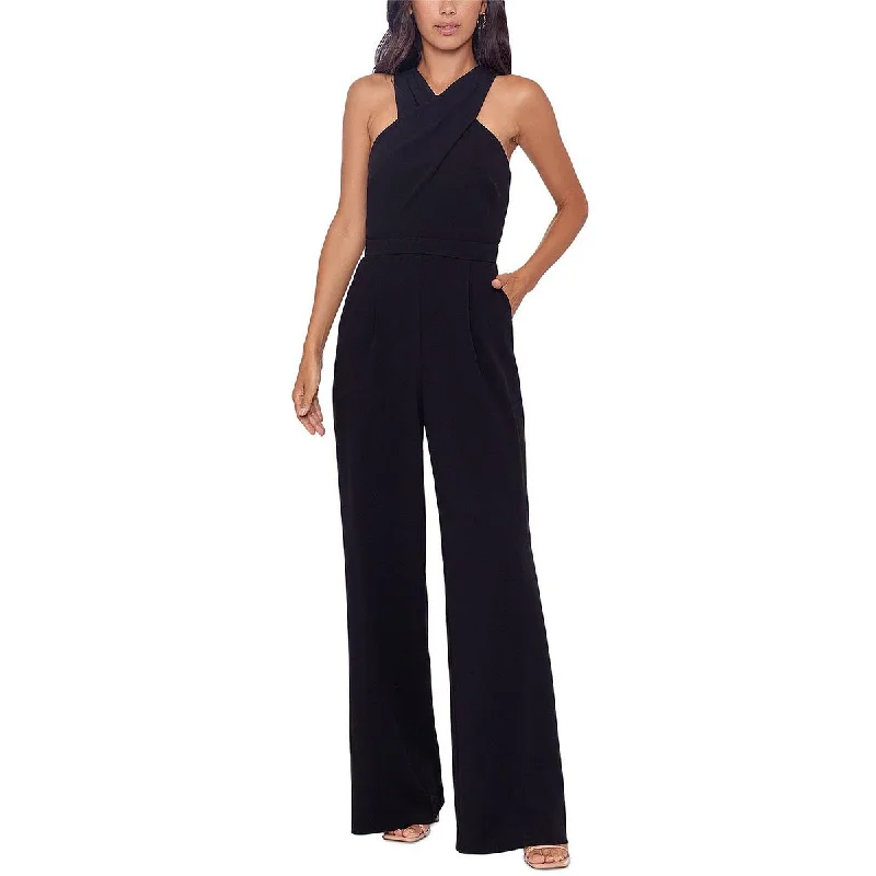 Xscape Womens Crepe Cut-Out Jumpsuit