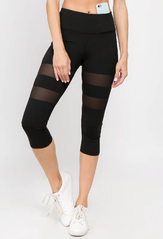 Cara Mesh Striped Capri Legging