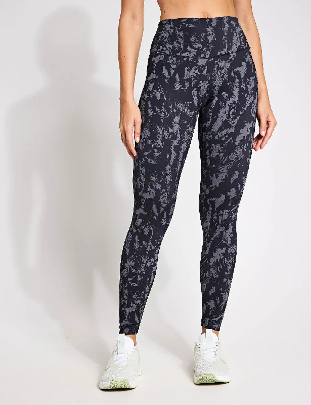 One High Waisted 7/8 Printed Leggings - Black