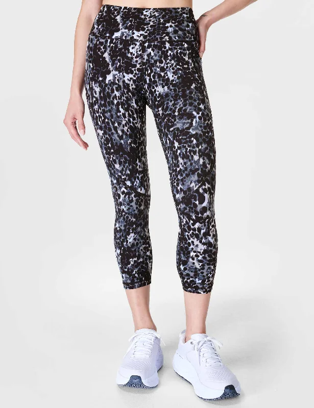 Power Cropped Gym Leggings - Grey Dapple Print