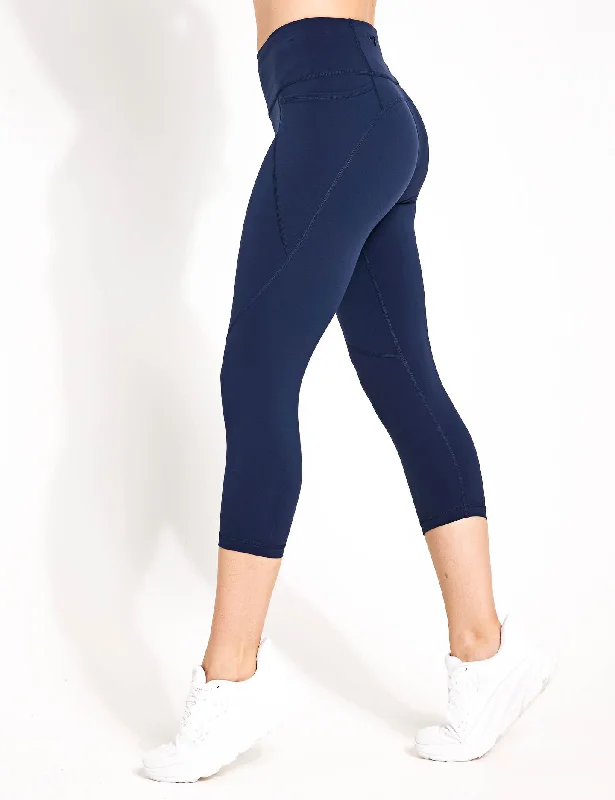 Power Cropped Gym Leggings - Navy Blue