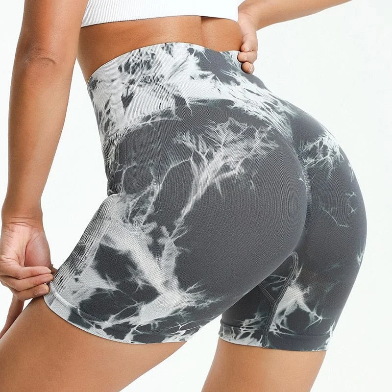 Tie Dye Women Athleisure Shorts Seamless High Waist Leggings