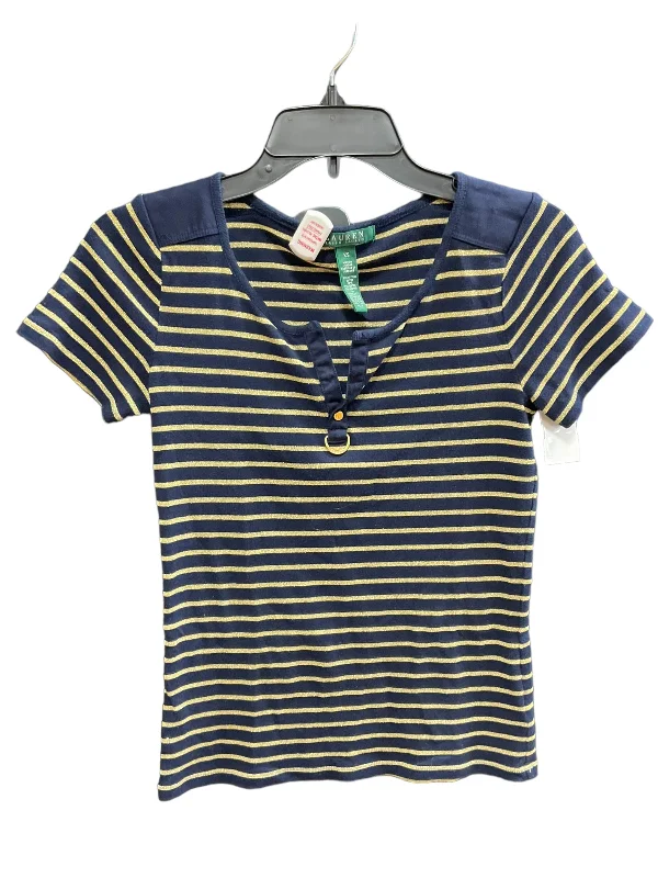 Blue & Gold Top Short Sleeve Lauren By Ralph Lauren, Size Xs