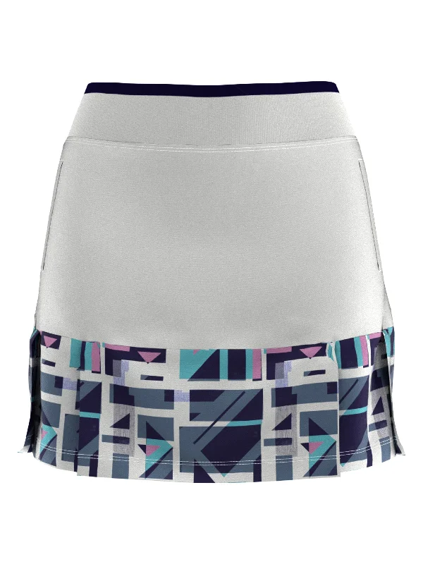 Womens 16" Geo Print Pleated Hem Golf Skort