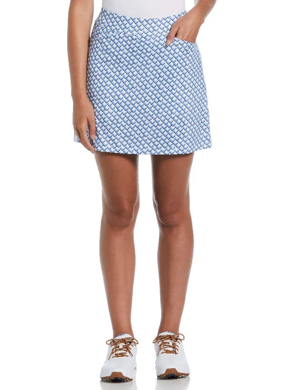 Womens Chevron Geo Print Color Block Golf Skort