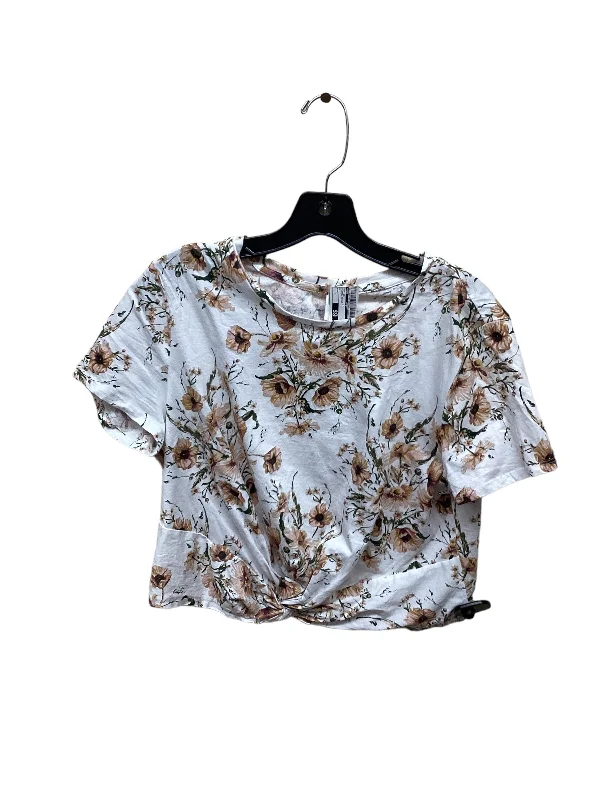 Floral Print Top Short Sleeve H&m, Size L