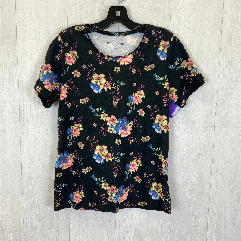 Floral Print Top Short Sleeve Rebecca Malone, Size M