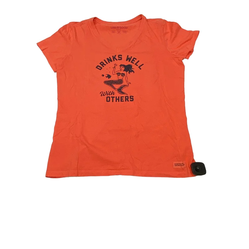 Orange Top Short Sleeve Basic Life Is Good, Size M