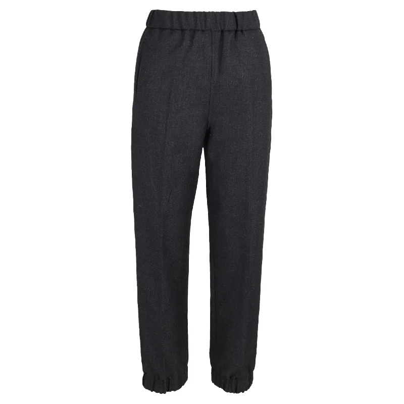 Ganni Cuffed Pants in Black Wool