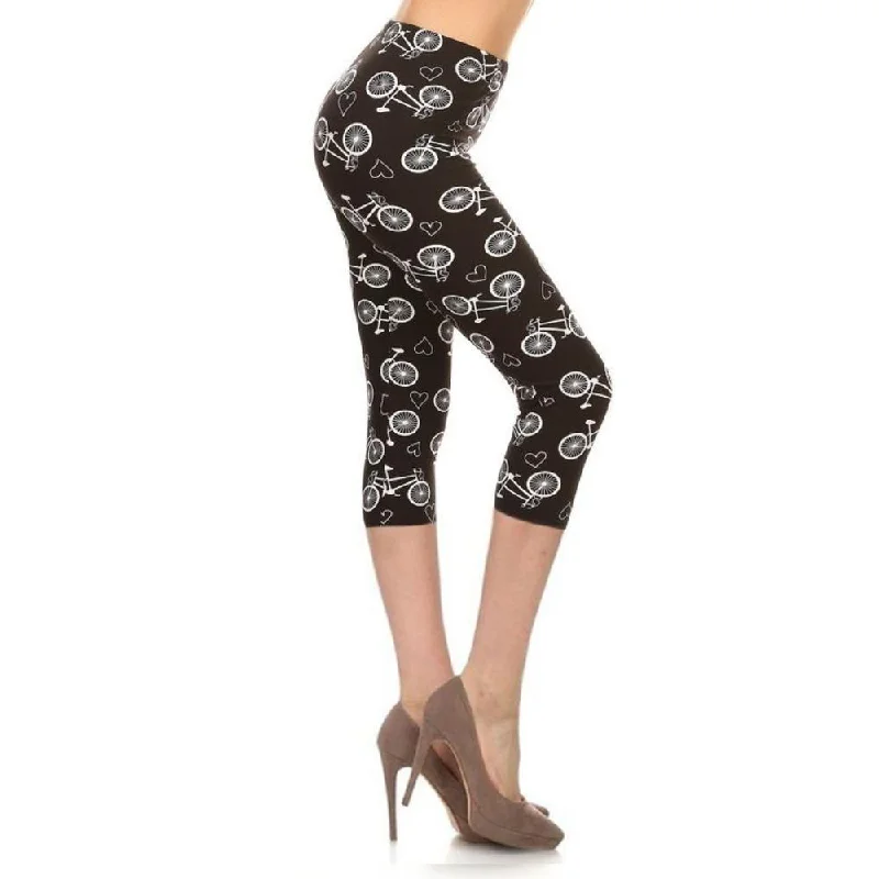 Multi-color Print, Cropped Capri Leggings