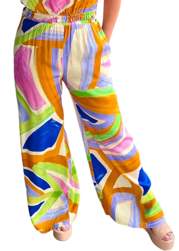 Myka Wide Leg Pants In Multi Color