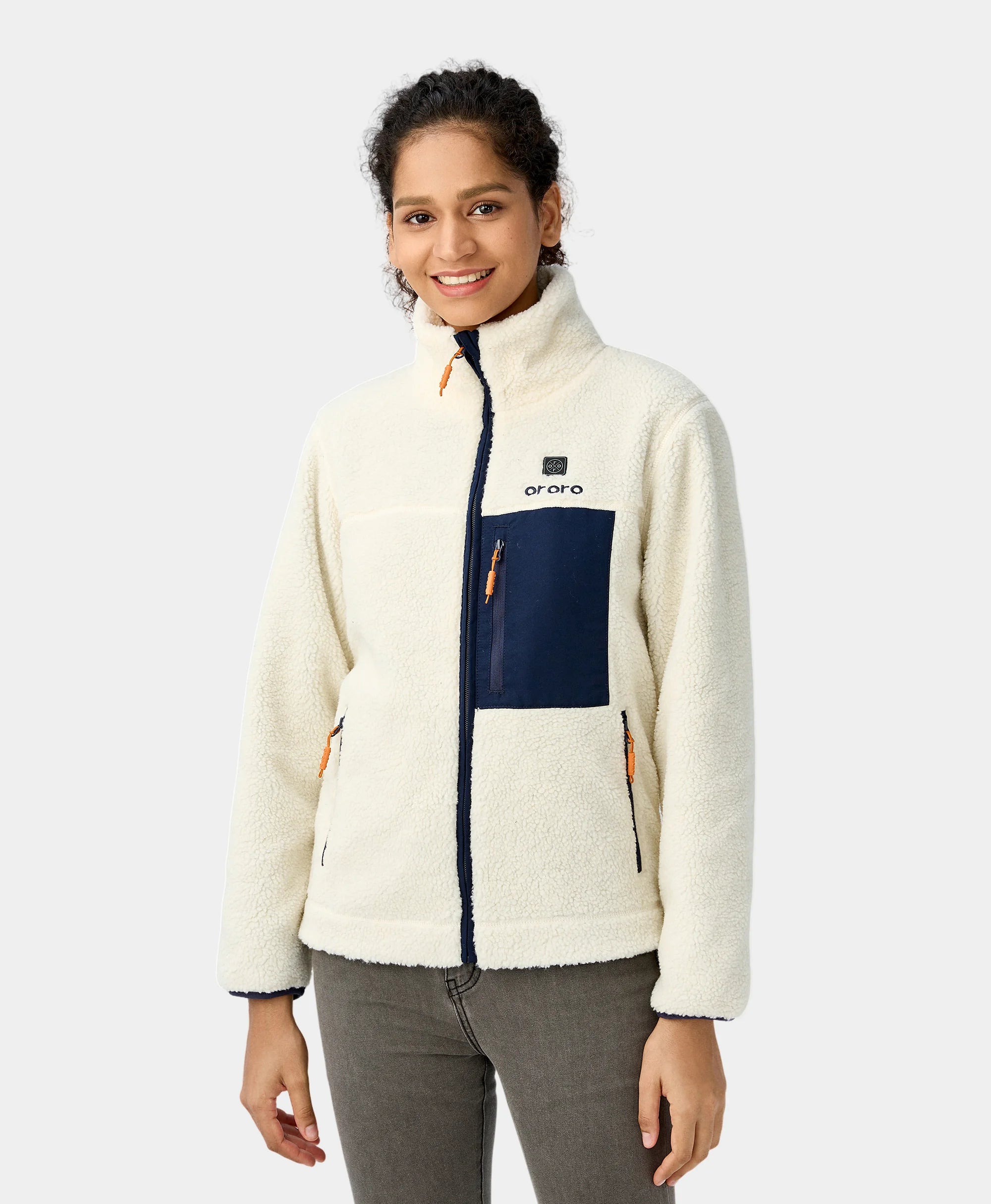 Women's Colorblock Recycled Fleece Heated Jacket - White