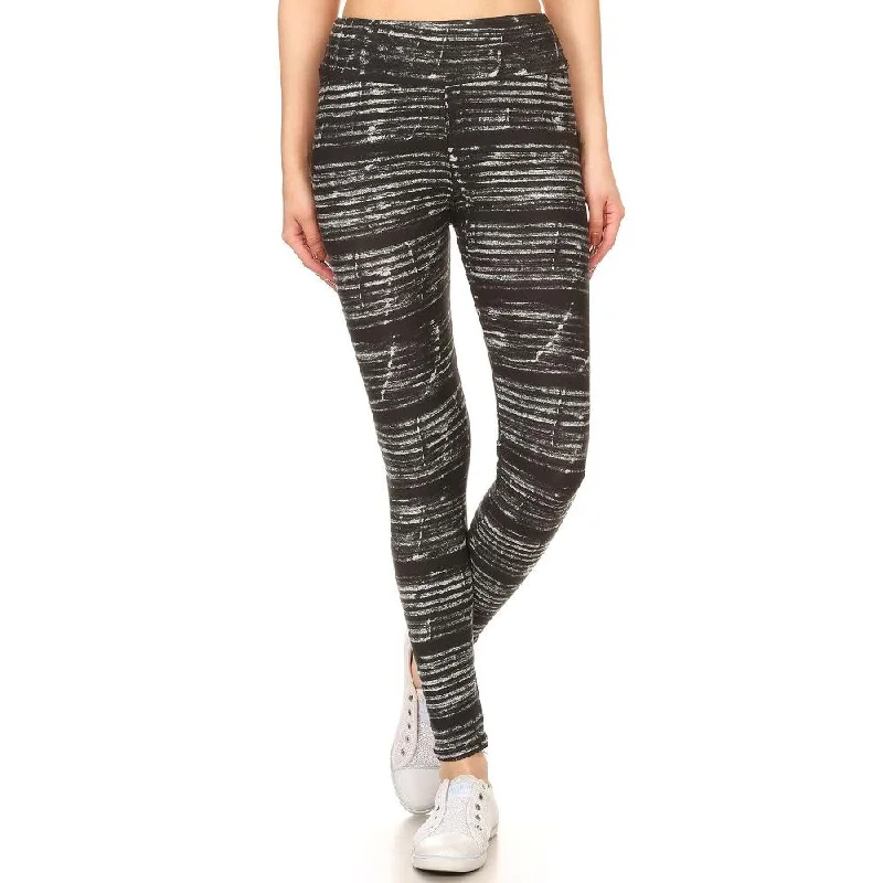 Yoga Style Banded Lined Multicolor Print, Full Length Leggings In A Slim Fitting Style With A Banded High Waist